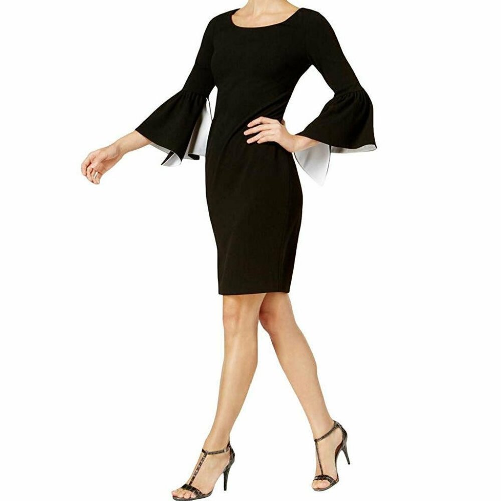 Calvin Klein Bell-Sleeve black dress xs.